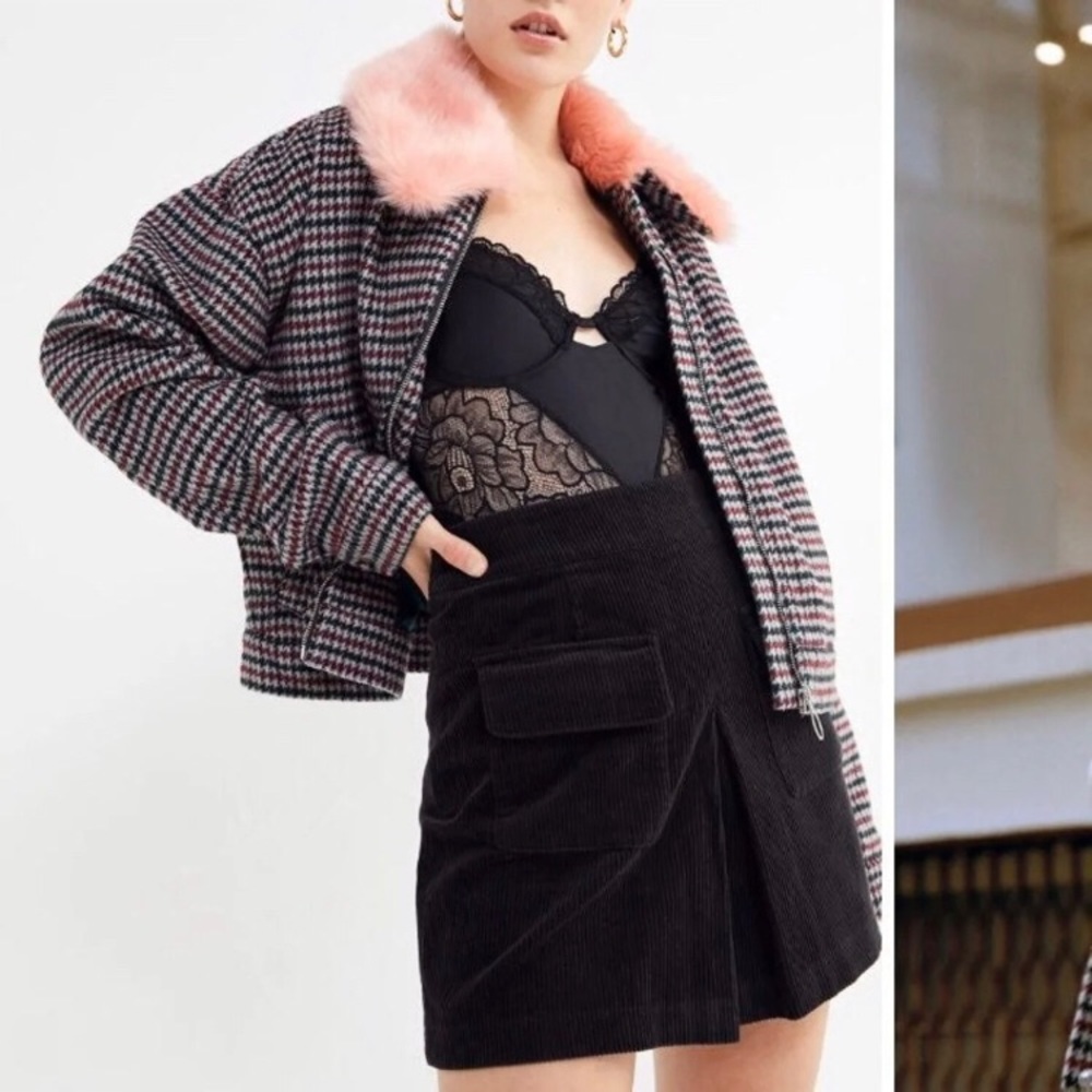 🚫Sold Urban Outfitters Houndstooth Fur Jacket
